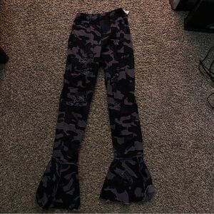 Black and Gray Flare Camouflage Jeans